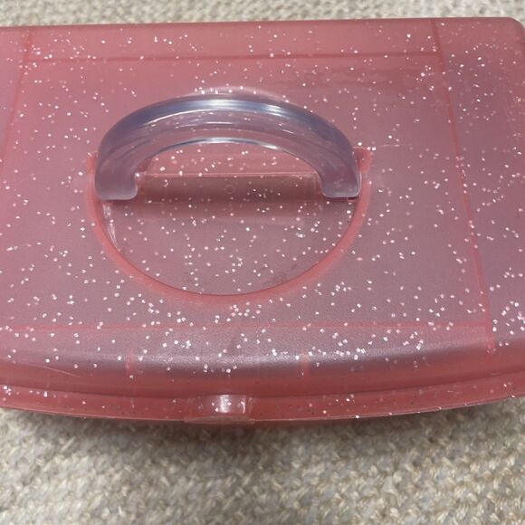 Caboodles Vintage Pink Glitter Makeup Case W/H Mirror Model #2720 Tray Y2K - Picture 4 of 9